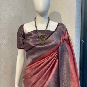 Collection name - Kriti dusty rose with burgandy border