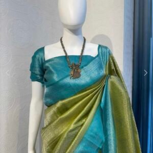 Collection name - Kriti Khaki Parrot green with sky blue border